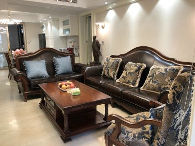滕州洋房一楼带院140平方美式风格实景装修效果-滕州原柳娜