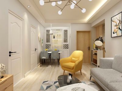 绿地独角兽公园现代风格74平米装修案例