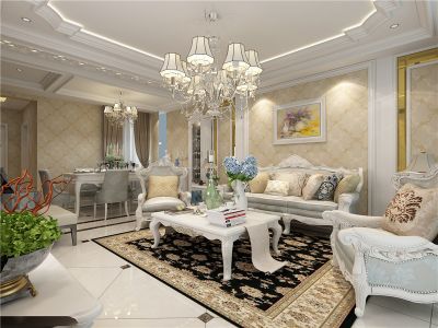 金秋泰和郡欧式风格150平米三居室装修案例