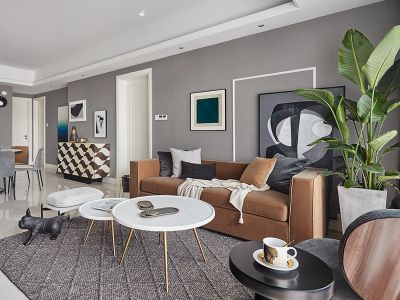 绿地新里城现代三居室115平米装修案例