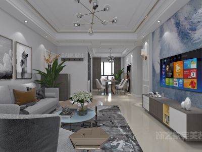 圣庄园上园136平米三居室现代简约风格装修案例