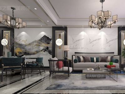 绿洲文化广场136平米新中式三居室装修案例