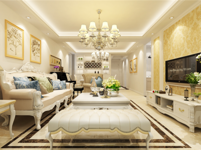 银瑞吉祥苑欧式风格120平米三居室装修案例