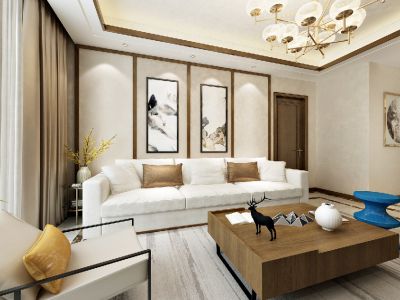 湖光山色新中式风格126平米装修案例