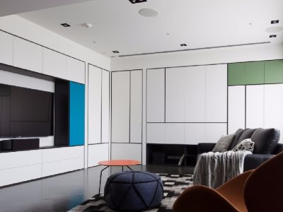 御景台极简风格110平米三居室装修效果图案例