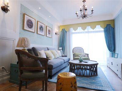 东魅蓝山郡二期115平米混搭风格三室两厅装修案例