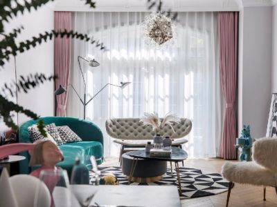 中央公园127平三居室潮流混搭风格装修案例