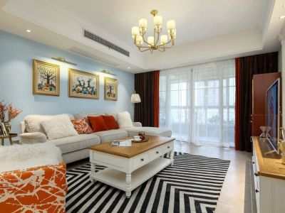 观山名筑现代美式风格160平米四居室装修案例