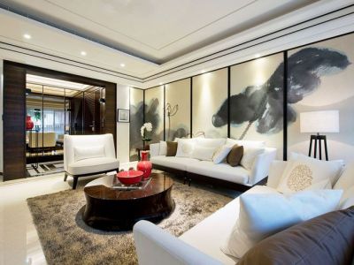 松湖碧桂园新中式123平米三室两厅装修案例