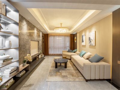 大绿地金豪花园轻奢风格113平米三室两厅装修案例