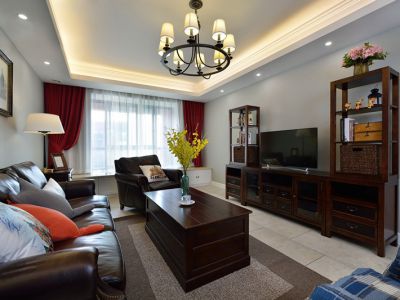 外滩首府三居116平美式风格装修案例