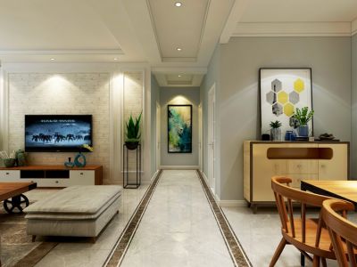 东方商业大厦现代风格119平米三室两厅装修案例