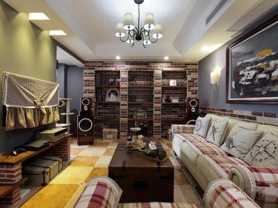 福顺尚都二居96平美式风格装修案例