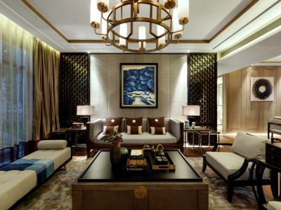 海伦湾新中式134平米三室两厅装修案例