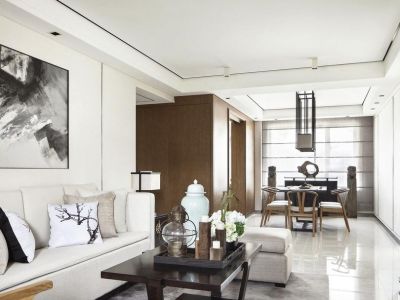 海逸豪庭三期简约中式118平米三室两厅装修案例