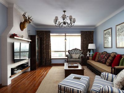 恒大翡翠华庭美式乡村110平米三室两厅装修案例