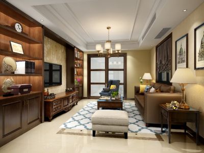 长安金茂府美式风格220平米装修案例