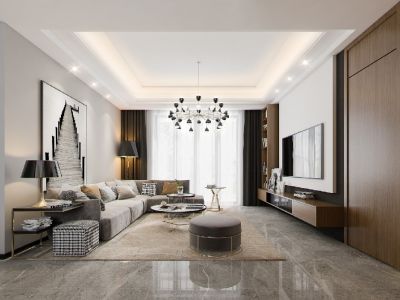 西咸新区滨江翡翠城90平米三居现代风格