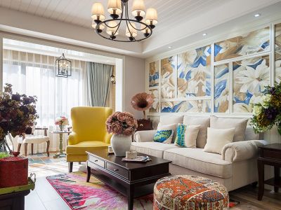 御景豪庭美式混搭104平米三室两厅装修案例