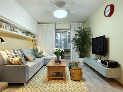 宁馨花园现代田园96平米三室两厅装修案例