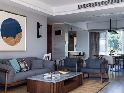 滨江裕花园新中式风格三居室装修案例