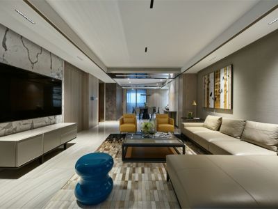 中泰峰境时尚现代140平米三室两厅装修案例