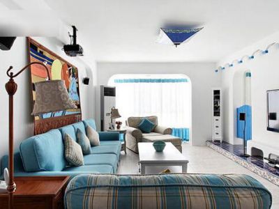 满都中央时代地中海风格103平米三室两厅装修案例