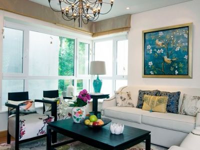 万科天荟97平米三居室现代中式风格装修案例