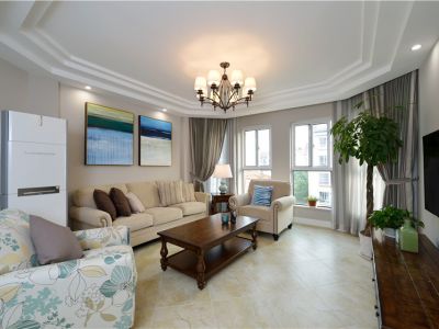 松湖悦府简约美式125平米四室两厅装修案例