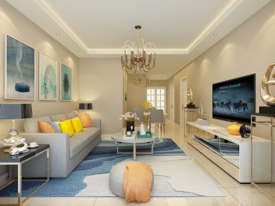 伟东尚城现代风格134平米三居室装修案例