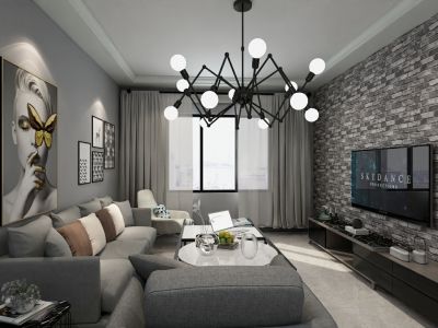 静湖琅园简约风格122平米三居室装修案例