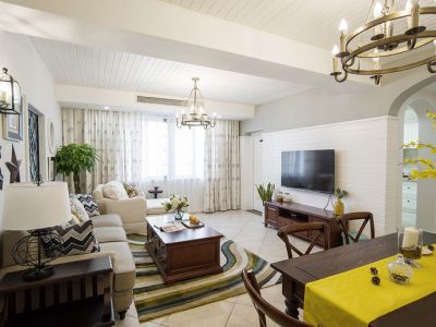 昌盛楼简约美式99平米三室两厅装修案例