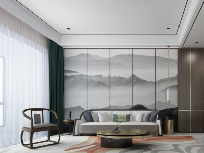 星河万源蓝湾新中式135平米三室两厅装修案例