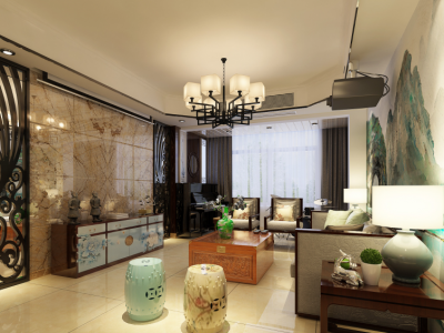 花溪山语中式风格117平米三室两厅装修案例