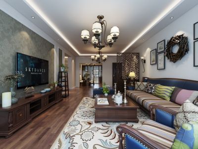 恒大珺庭三居116平美式风格装修案例