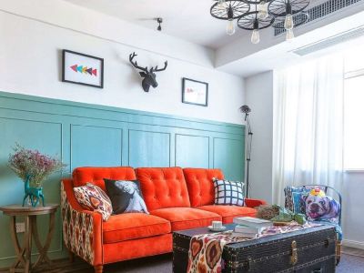 蓝光雍锦半岛极简风格70平米二居室装修效果图案例