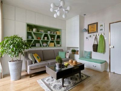 尚品国际混搭风格76平米二居室装修效果图案例