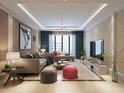 泾和苑现代风格123平米三居室装修案例