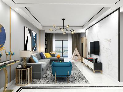 恒大城现代风格112平米三居室装修案例