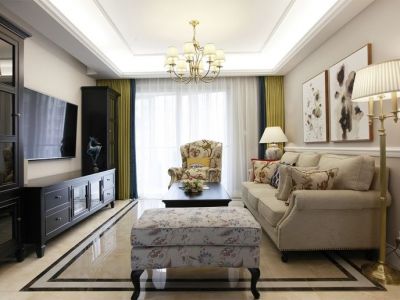 丽岛华都美式风格116平米三居室装修案例