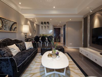 绿水小区108平三居后现代风格装修案例