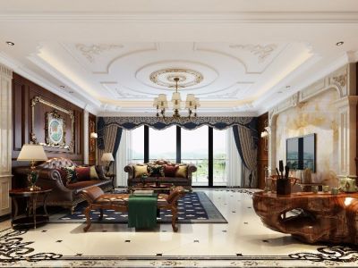 荣耀上城四居136平欧式风格装修案例