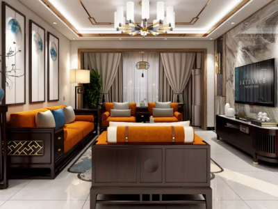 恒大珺睿庭新中式风格124平米装修案例