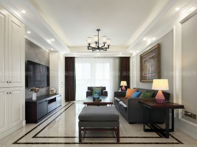 中建溪岸观邸美式风格124平米三居室装修案例