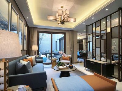 万科东新翡翠松湖新中式风格182平米别墅装修案例