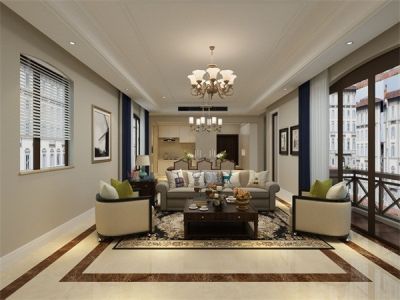 海信悦华里美式风格136平米三居室装修案例