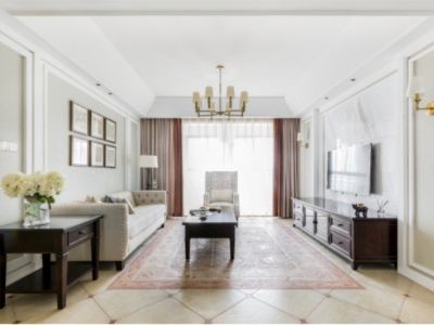 唐岛海岸美式风格122平米三居室装修案例