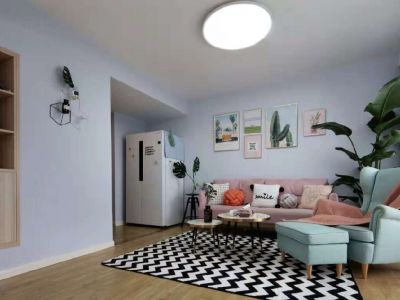 鹭岛国际二期极简风格67平米二居室装修效果图案例