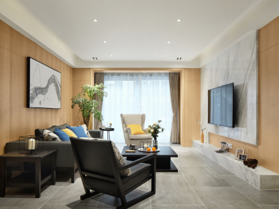 玉圭园现代简约110平米三室两厅装修案例