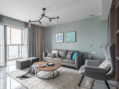 阆城一品极简风格86平米二居室装修效果图案例